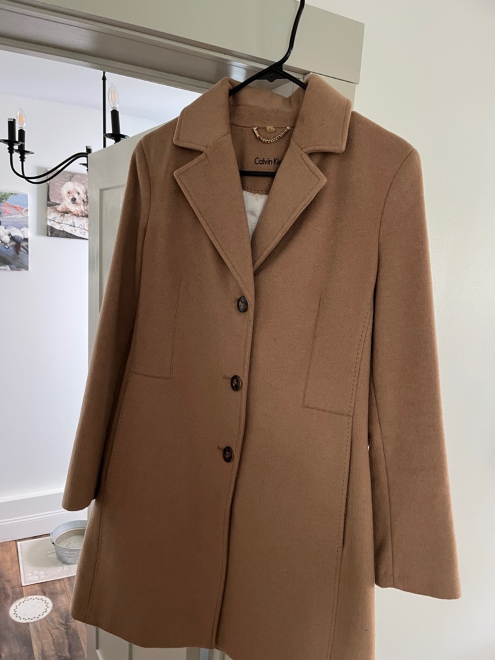 Gorgeous Calvin Klein Camel Single-Breasted Wool Coat